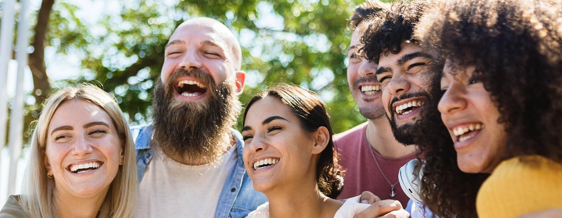 a group of people smiling